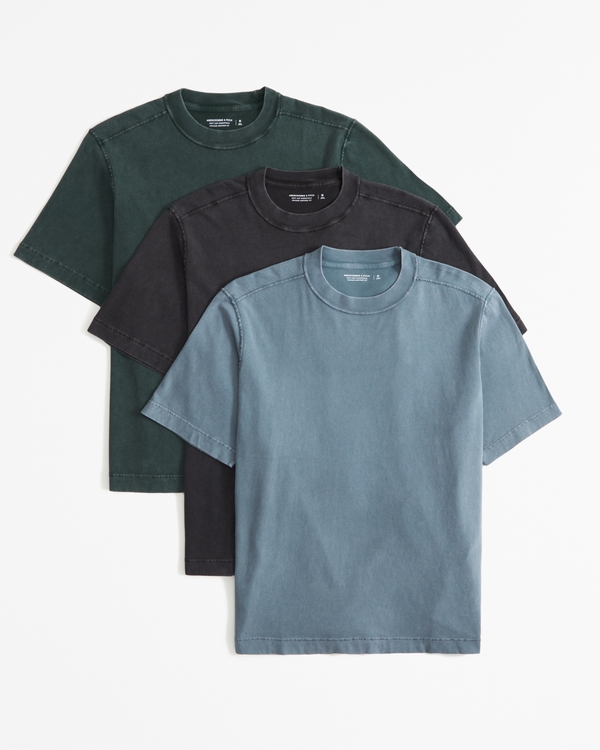 3-pack Slim Fit T-shirts - Green/striped - Men