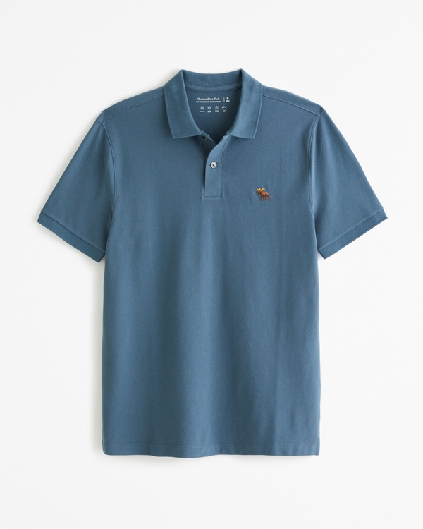 Ribbed Knit Polo - Blue