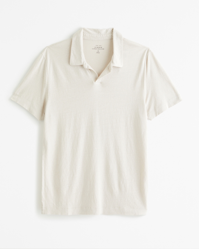 Men's Summer Linen-Blend Johnny Collar Polo | Men's Men's Summer Linen-Blend Johnny Collar Polo | Men's