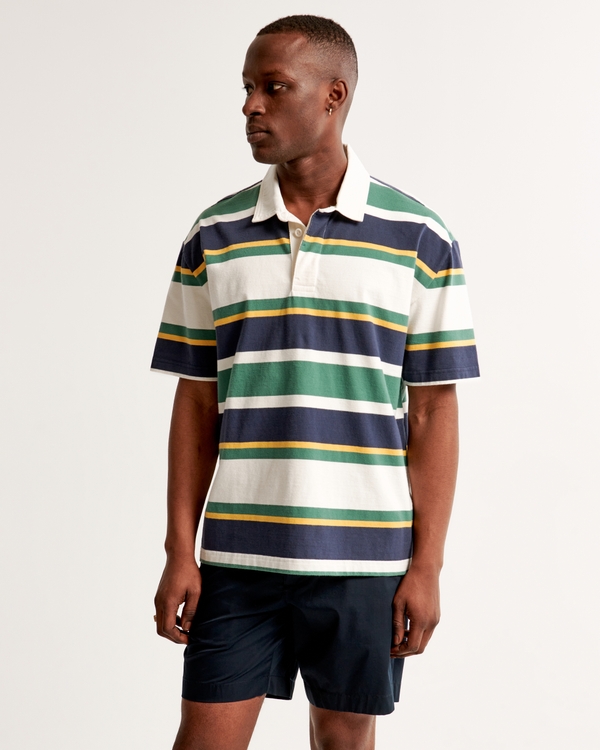Rugby Polo, Green Stripe
