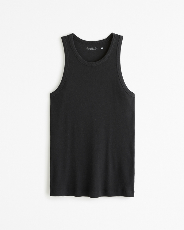 Essential Ribbed High-Neck Tank, Black view 1