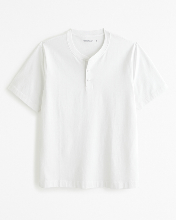 Classic Polished Henley Tee, White