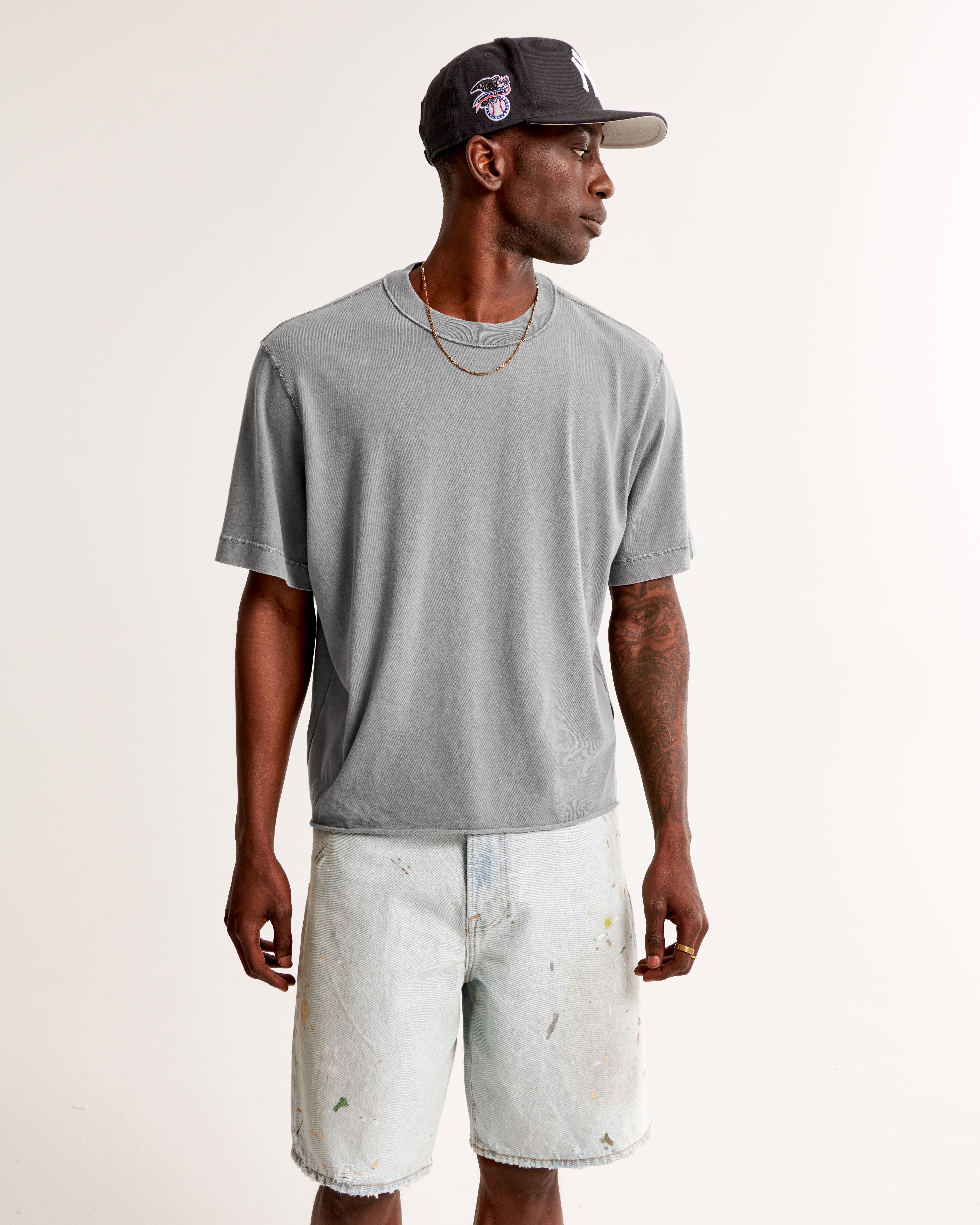 Men's Vintage-Inspired Cropped Tee | Men's Clearance