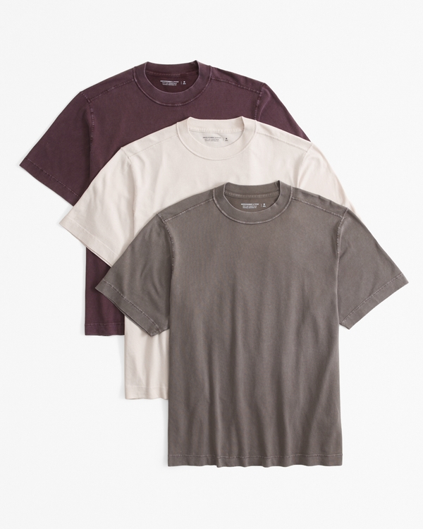 3-Pack Vintage-Inspired Tees, Taupe Multicolor view 1