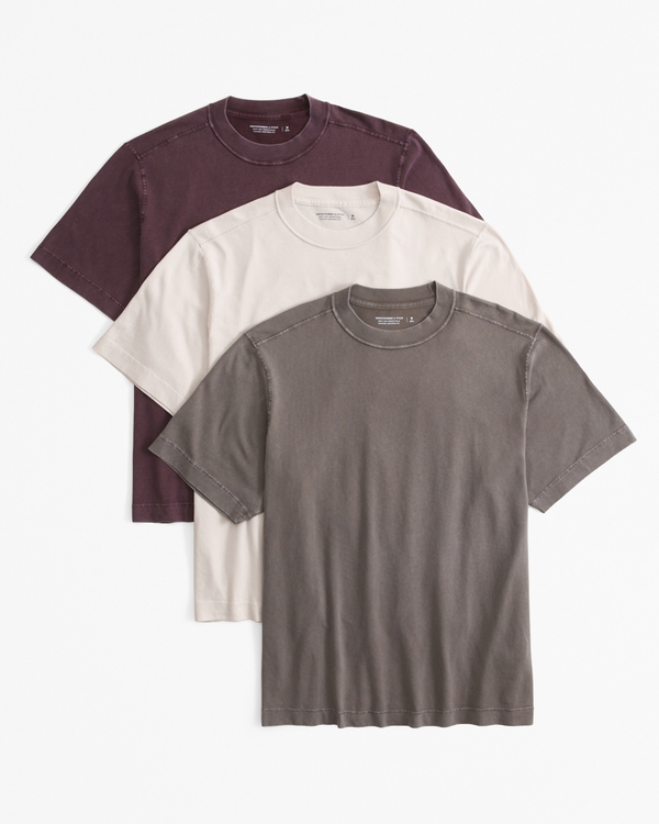 3-Pack Vintage-Inspired Tees, Burgundy