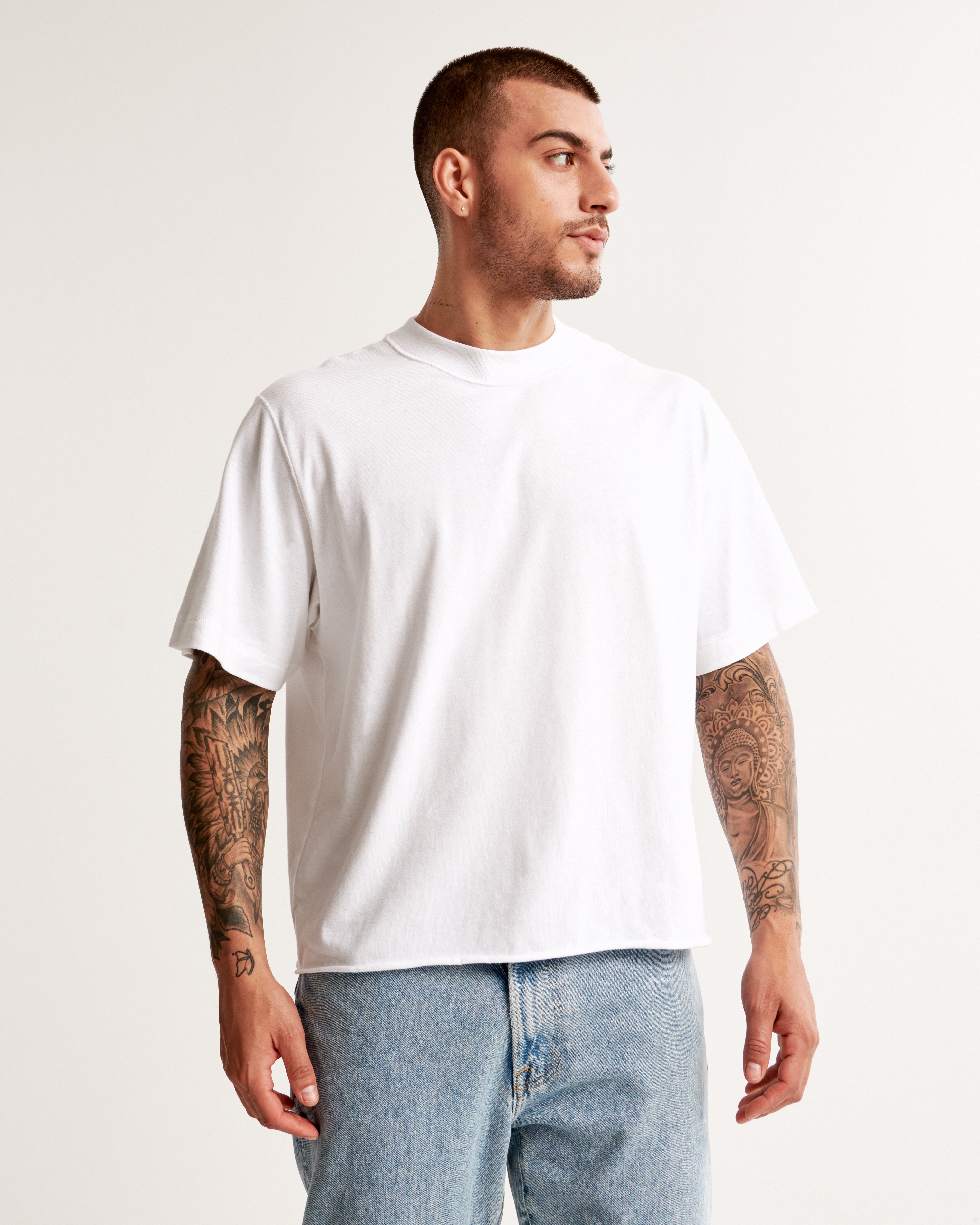 Abercrombie & Fitch Vintage-inspired Cropped Tee In White