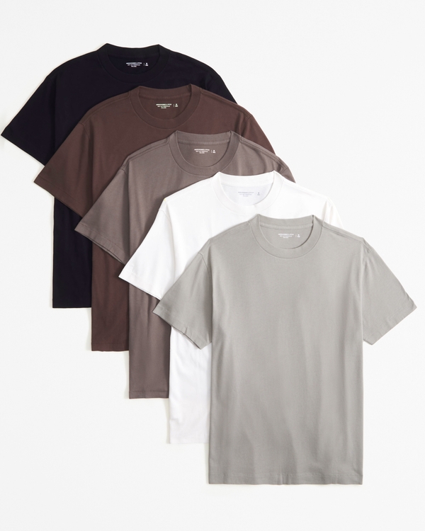 5-Pack Essential Tees, Taupe Multi Color