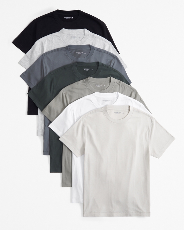 7-Pack Relaxed Essential Tees, Warm Gray Multicolor view 1