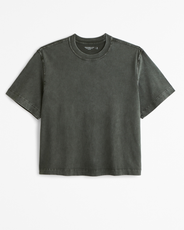 Premium Heavyweight Cropped Tee, Dark Green