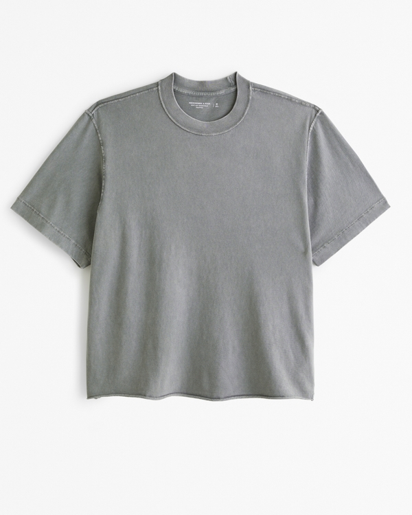 Vintage-Inspired Cropped Tee, Olive Green view 2
