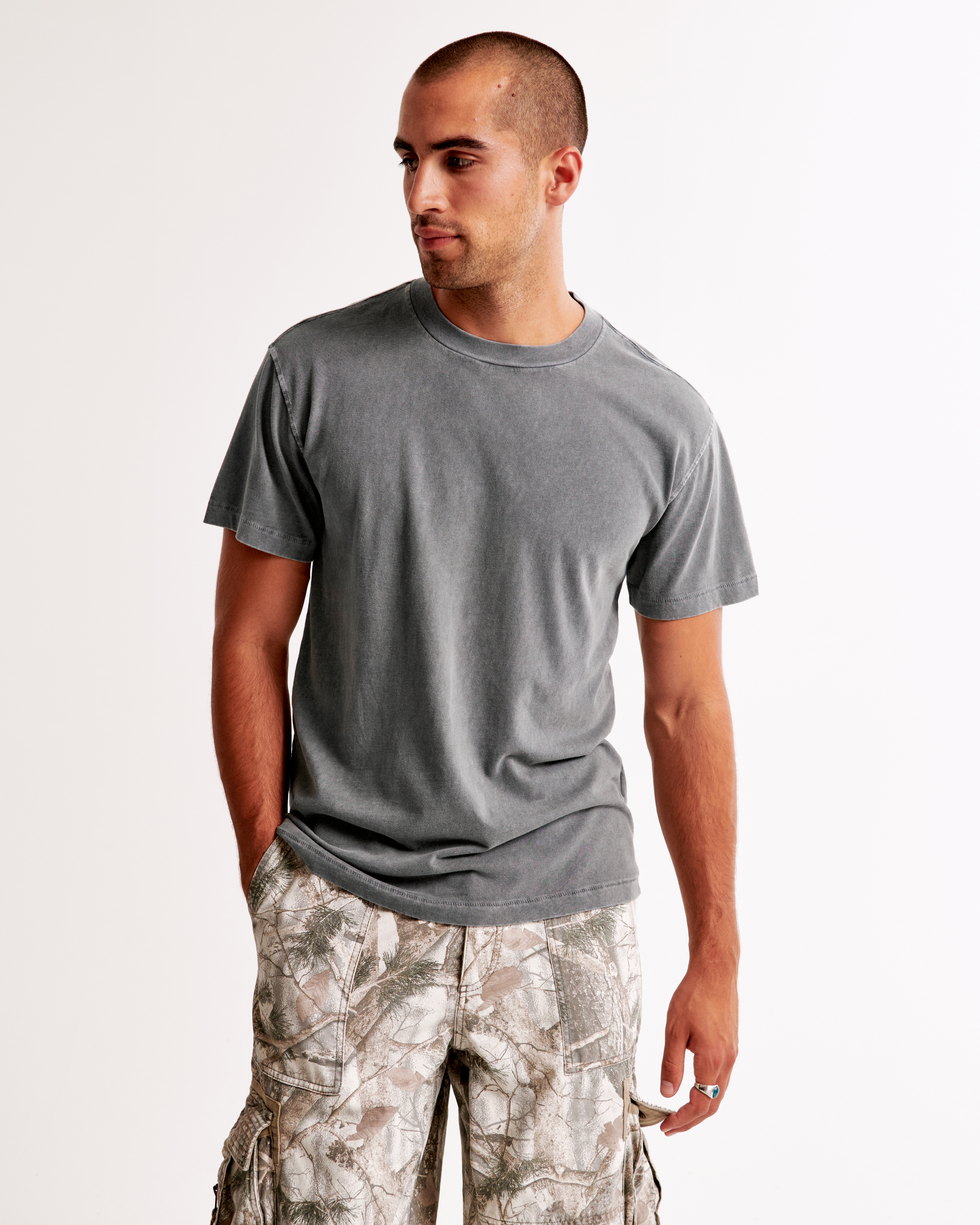 Abercrombie & Fitch Relaxed Essential Tee In Gray