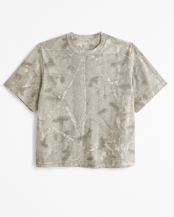 Premium Heavyweight Cropped Tee, Feather Gray Camo view 1