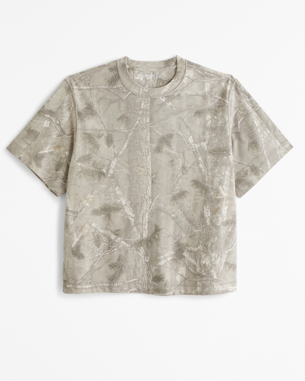 Premium Heavyweight Cropped Tee, Feather Gray Camo