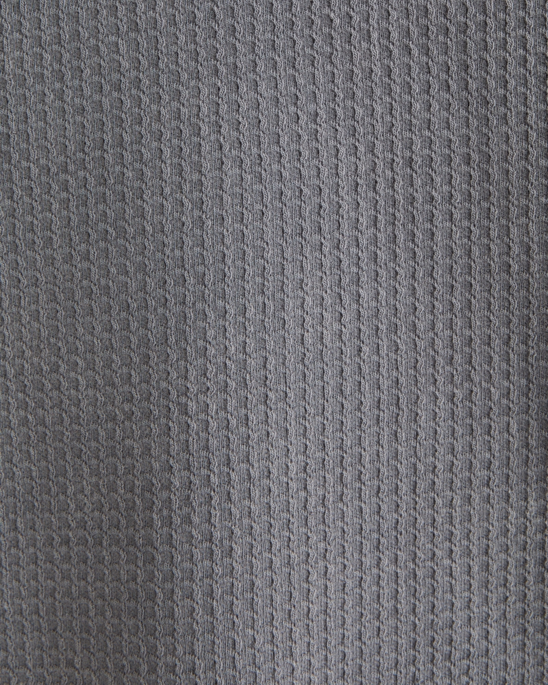 Long-Sleeve Grid Waffle Cropped Tee