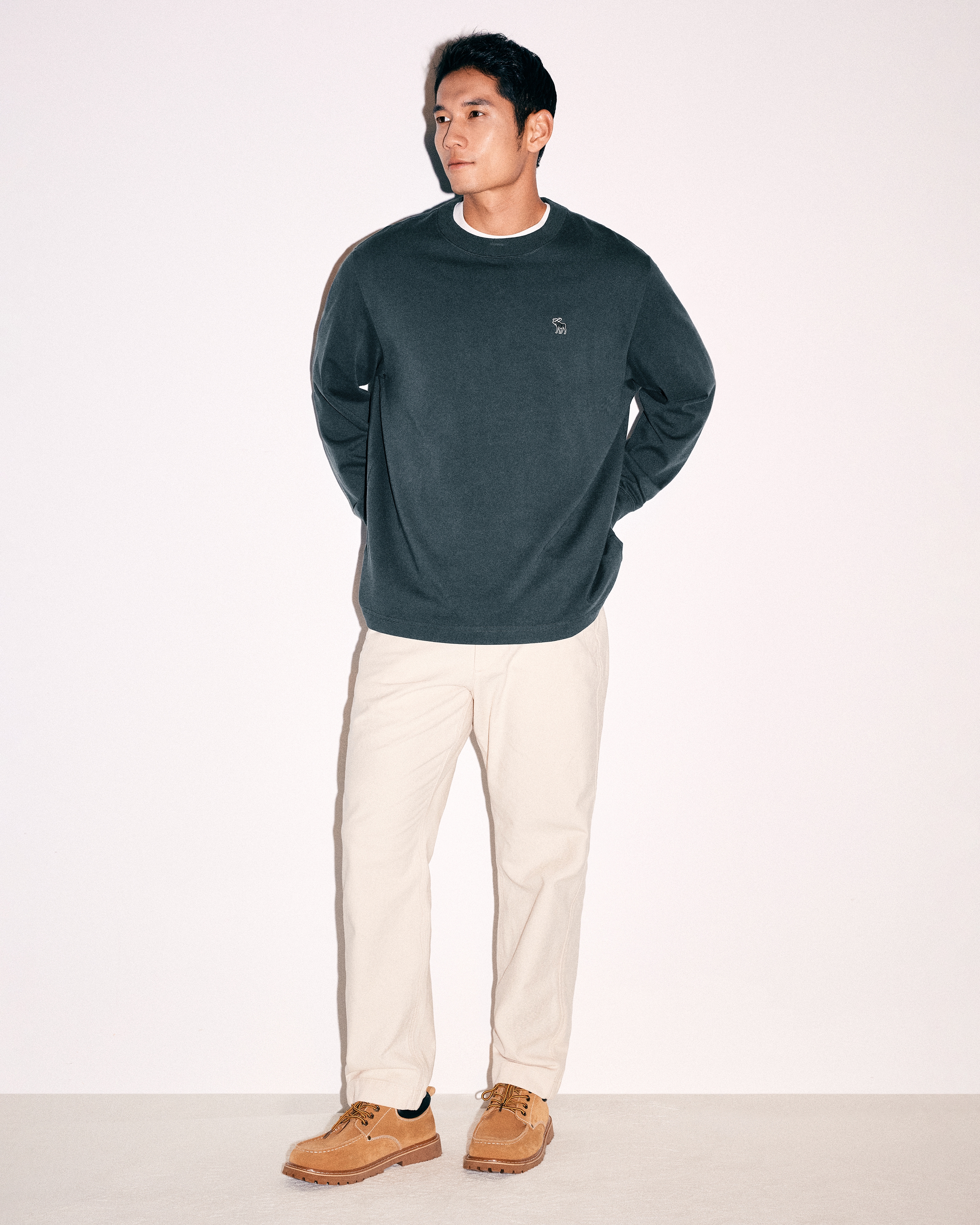 ☆Abercrombie & Fitch☆ アイコン ヘンリー長袖Tシャツ メンズ 長袖ヘビーウェイト アイコンTシャツ | メンズ セール