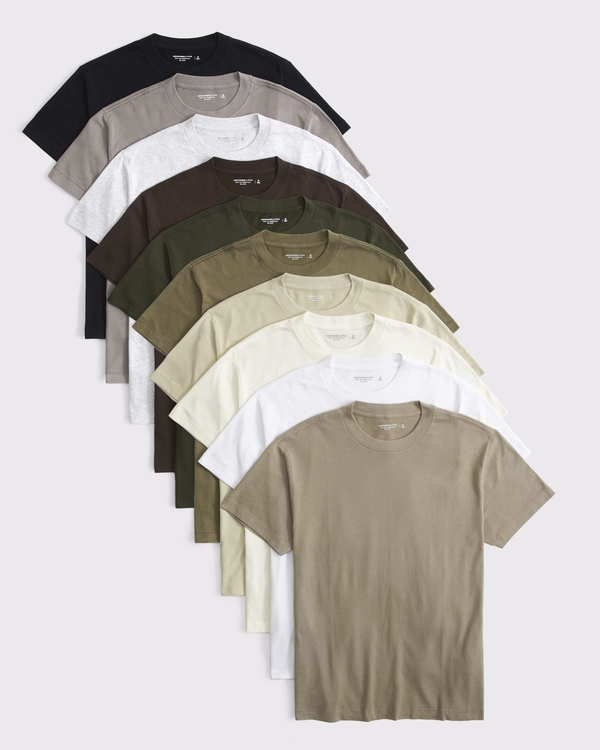 10-Pack Relaxed Essential Tees, Light Brown Multicolor view 1