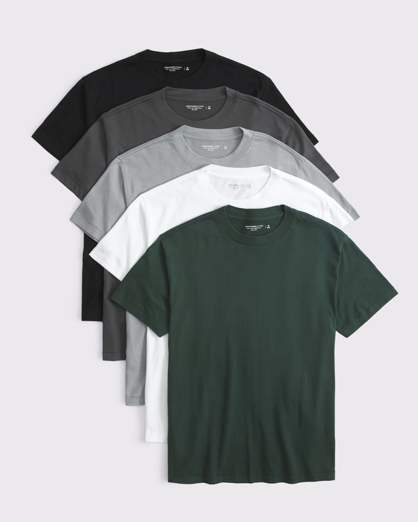 5-Pack Essential Tees, Green Multicolor