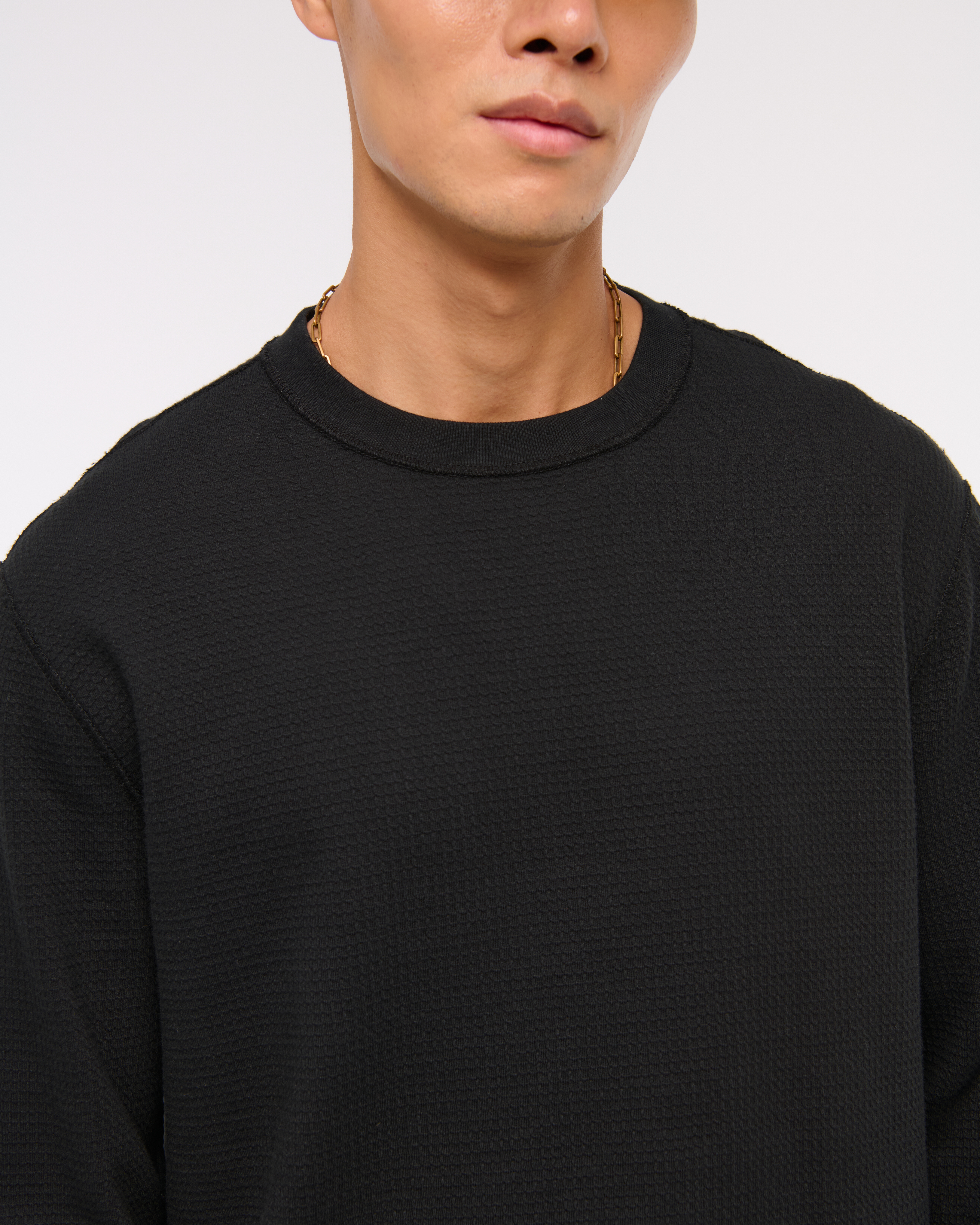 Men's Long-Sleeve Grid Waffle Cropped Tee | Men's Tops | Abercrombie.com Men's Long-Sleeve Grid Waffle Cropped Tee | Men's Tops | Abercrombie.com