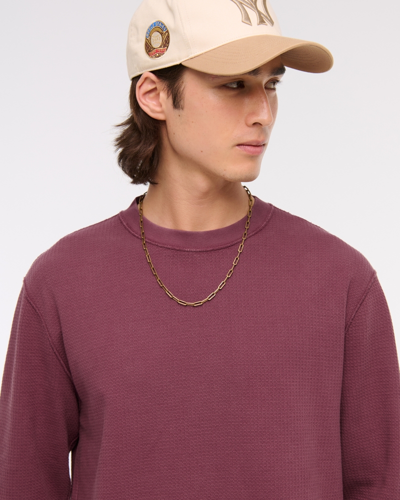 Long-Sleeve Grid Waffle Cropped Tee