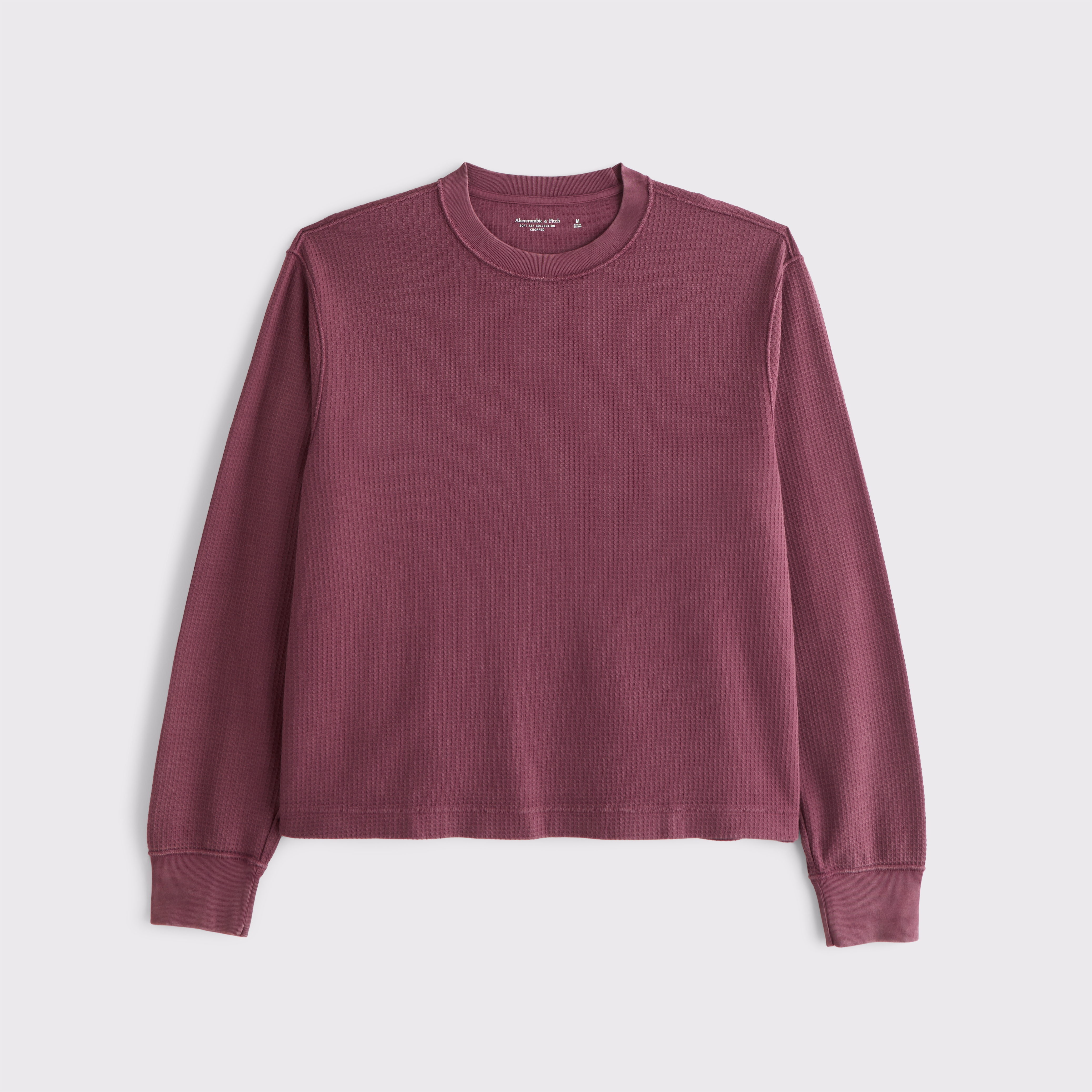 Men's Long-Sleeve Grid Waffle Cropped Tee | Men's Clearance