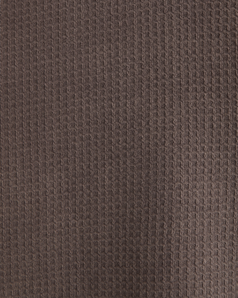 Long-Sleeve Grid Waffle Cropped Henley