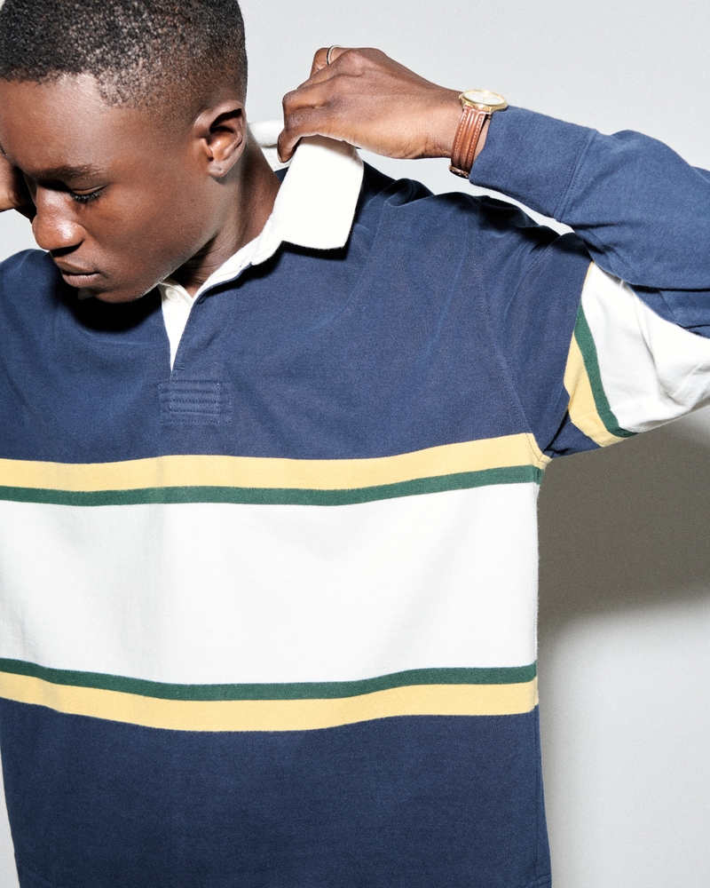 Long-Sleeve Cropped Rugby Polo