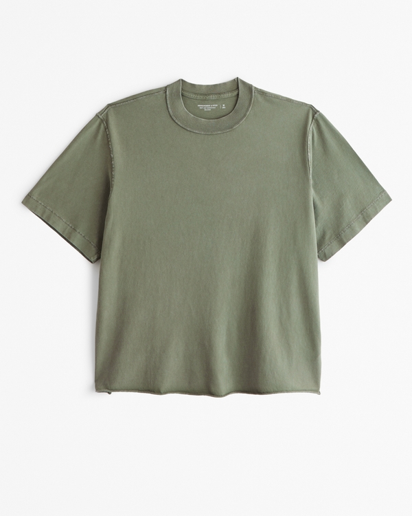 Vintage-Inspired Cropped Tee, Clover Green view 1