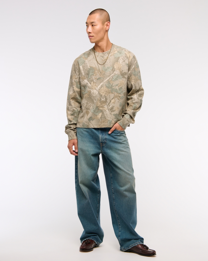 Men's Long-Sleeve Grid Waffle Tee | Men's Tops | Abercrombie.com