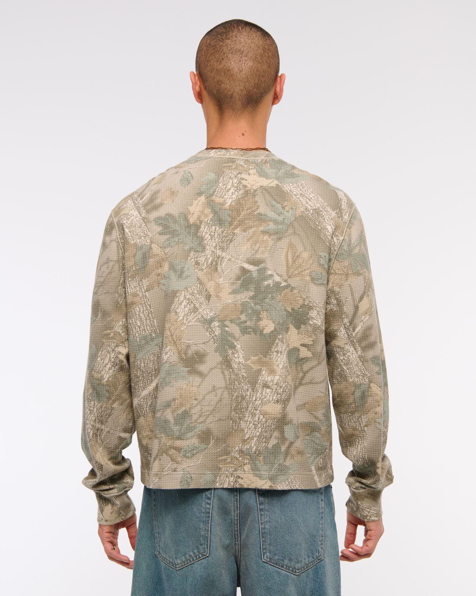 Long-Sleeve Grid Waffle Tee