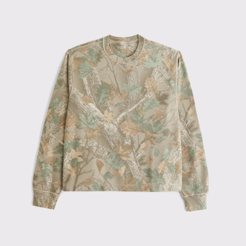 Мужские футболки Abercrombie & Fitch Long-Sleeve Grid Waffle Tee