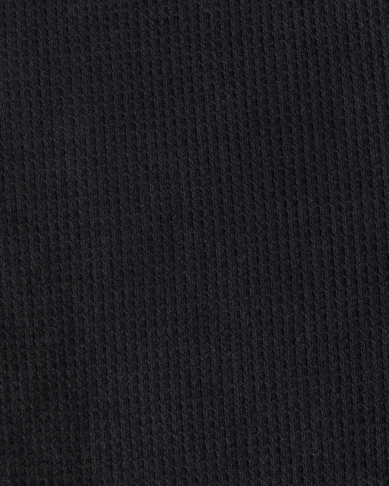 Long-Sleeve Grid Waffle Cropped Henley