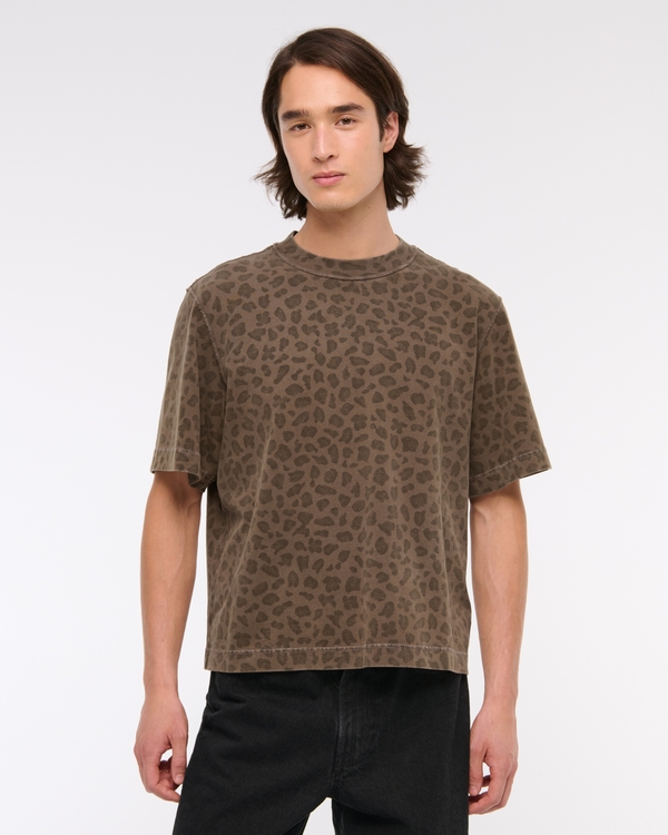 Premium Heavyweight Cropped Tee, Light Brown Pattern