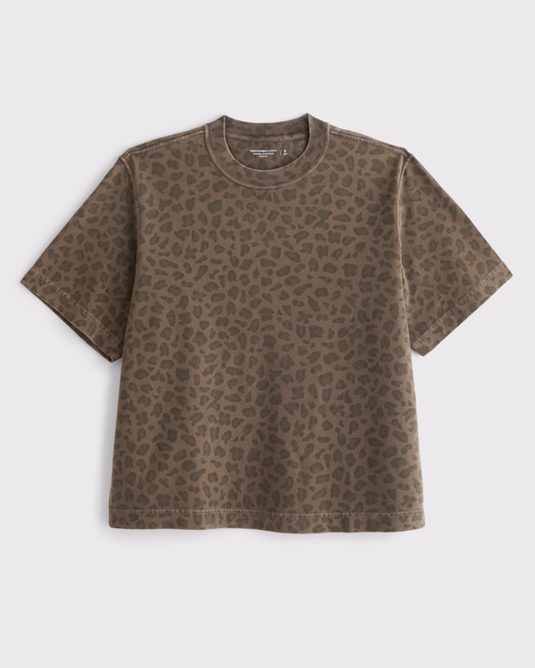 Premium Heavyweight Cropped Tee, Light Brown Pattern