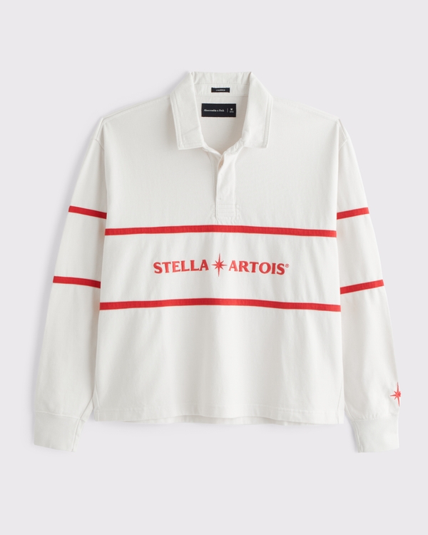 Stella Artois Cropped Rugby Polo, Cream view 1