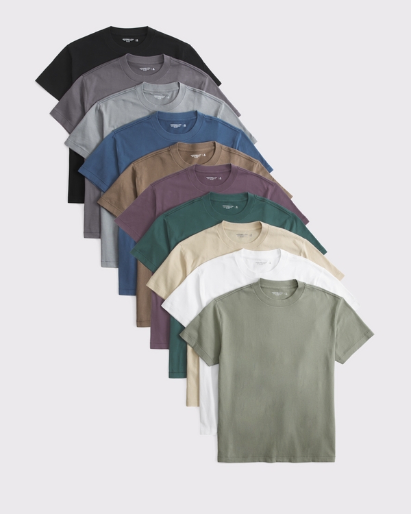 10-Pack Relaxed Essential Tees, Green Multipack view 1