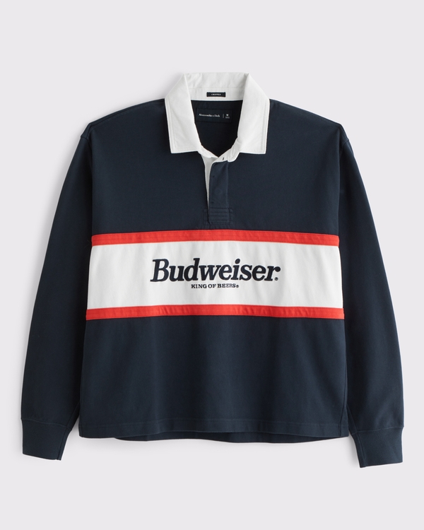 Budweiser Kurzes Rugby-Polo, Tiefes Marineblau view 1
