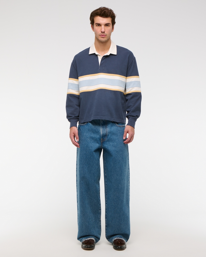 Long-Sleeve Cropped Rugby Polo