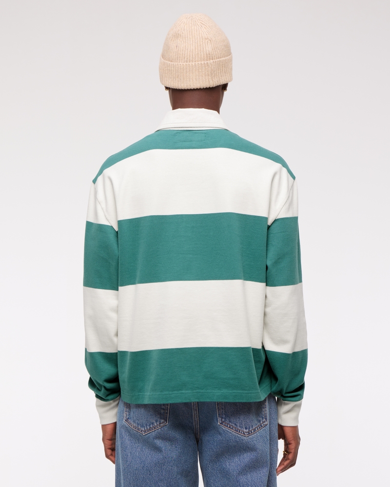 Long-Sleeve Cropped Rugby Polo