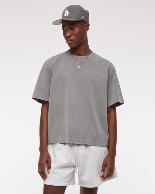 Premium Heavyweight Cropped Tee, Gray Wash view 1