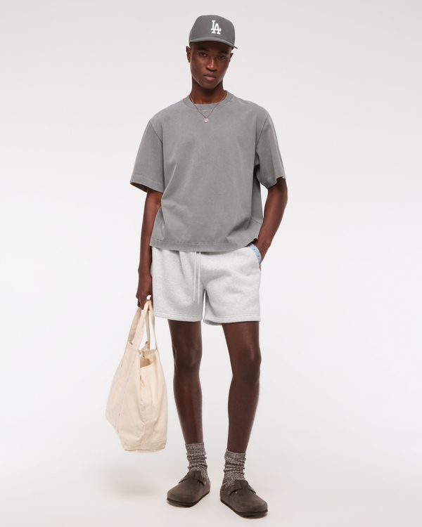 Premium Heavyweight Cropped Tee, Gray Wash view 2