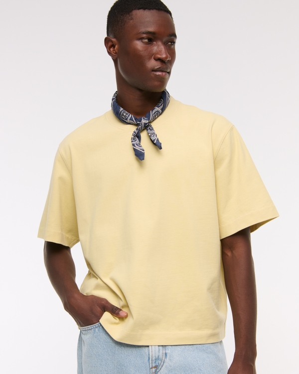 Premium Heavyweight Cropped Tee, Light Yellow view 1