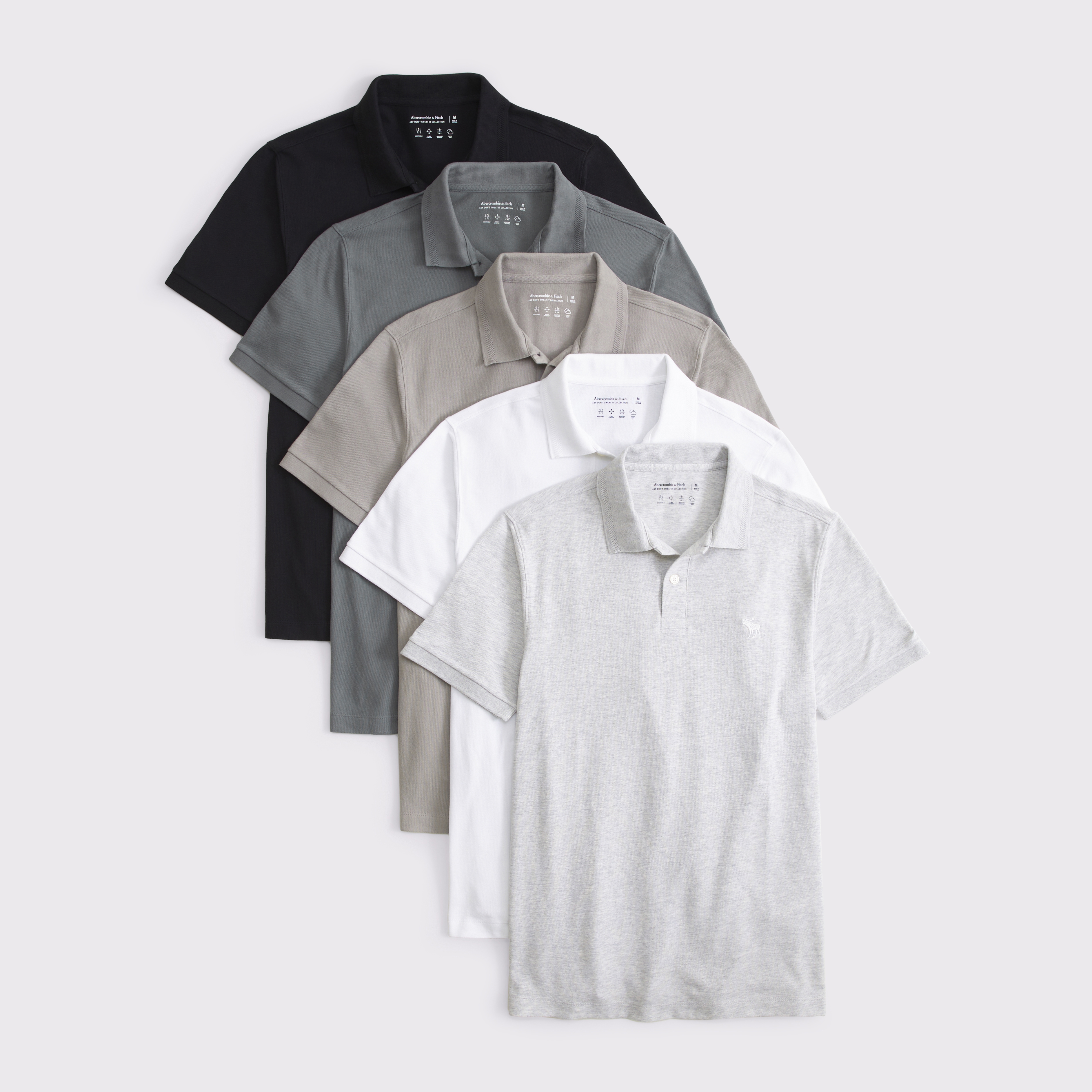 Abercrombie & Fitch 5-pack Textured Icon Don't Sweat It Polos In Multi