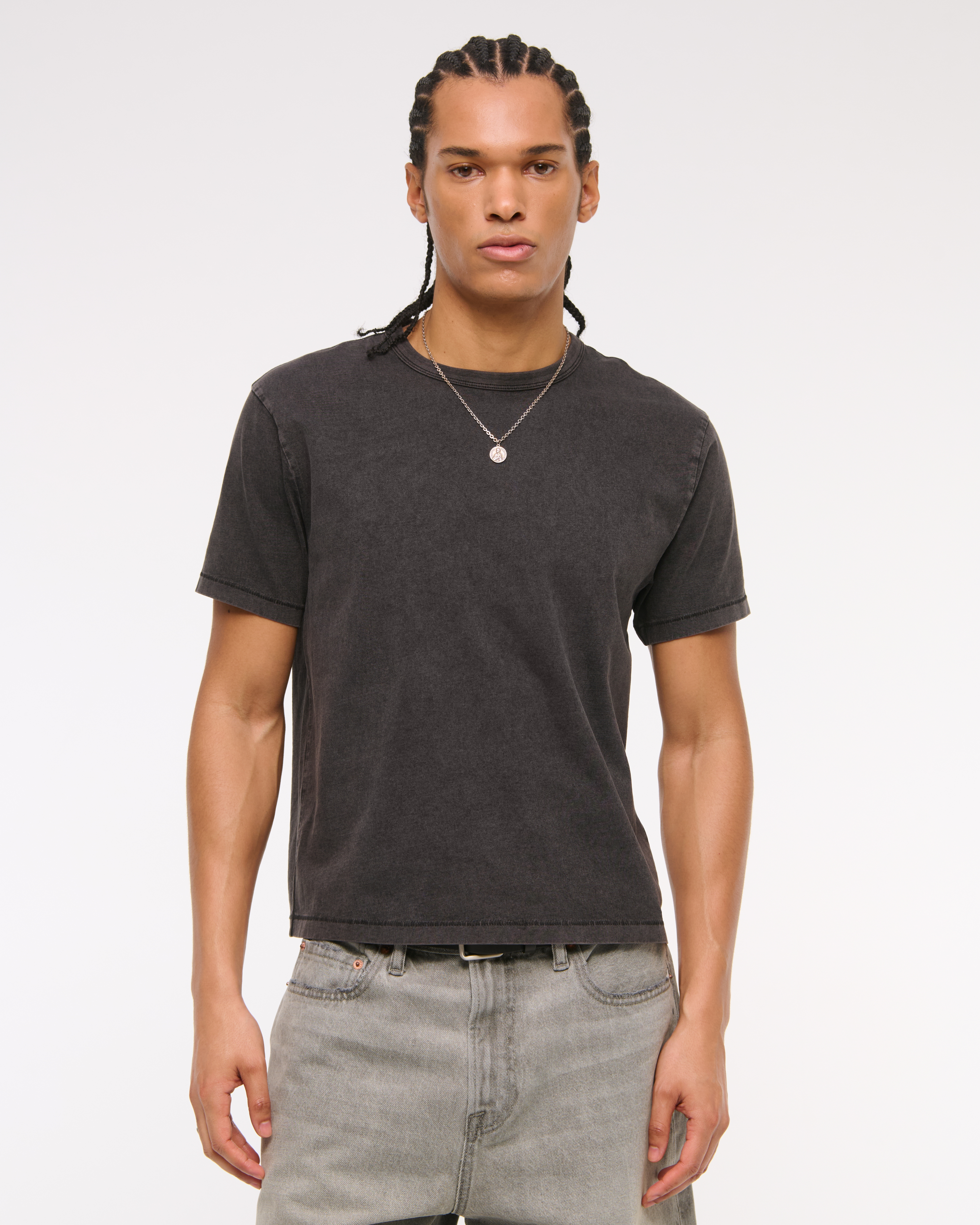 Abercrombie & Fitch Shrunken Tee In Brown