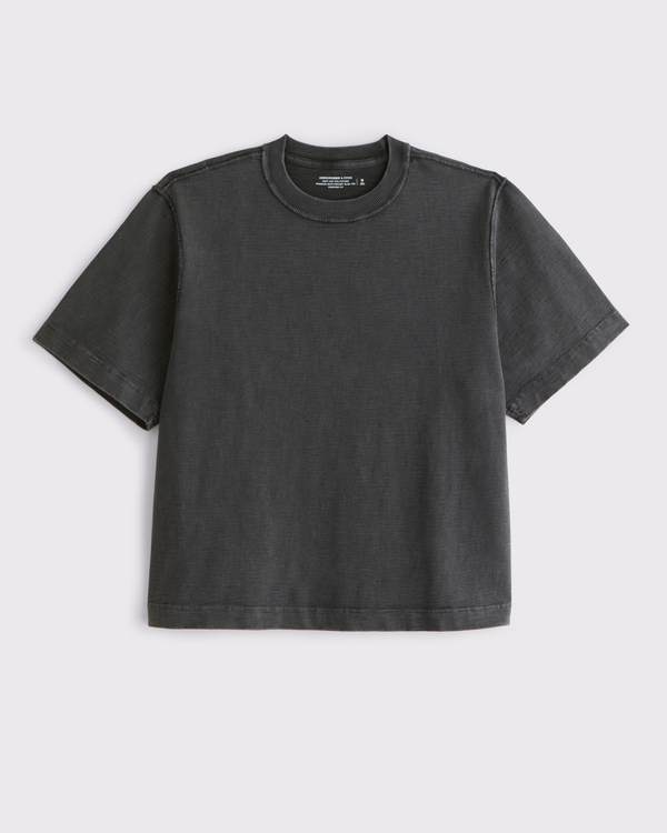 プレミアム ヘビーウェイト スラブ クロップドTシャツ, ブラックウォッシュ view 1