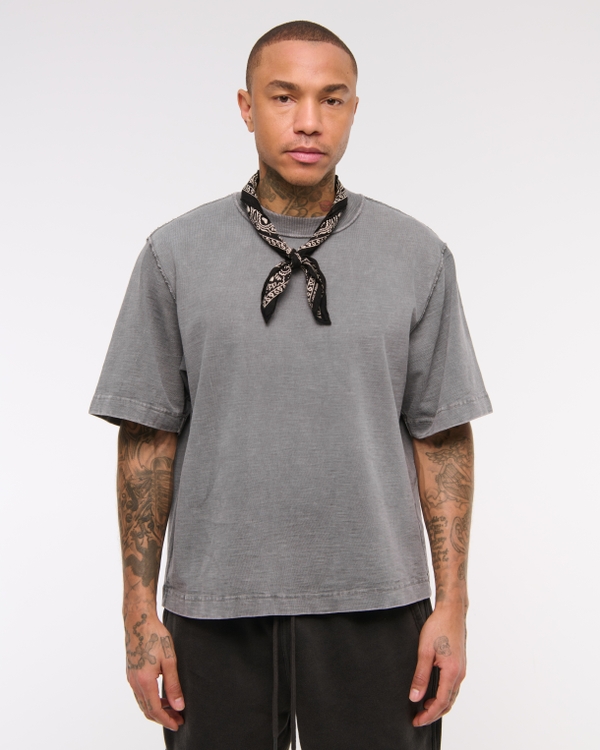 Premium Heavyweight Slub Cropped Tee, Dark Gray view 1