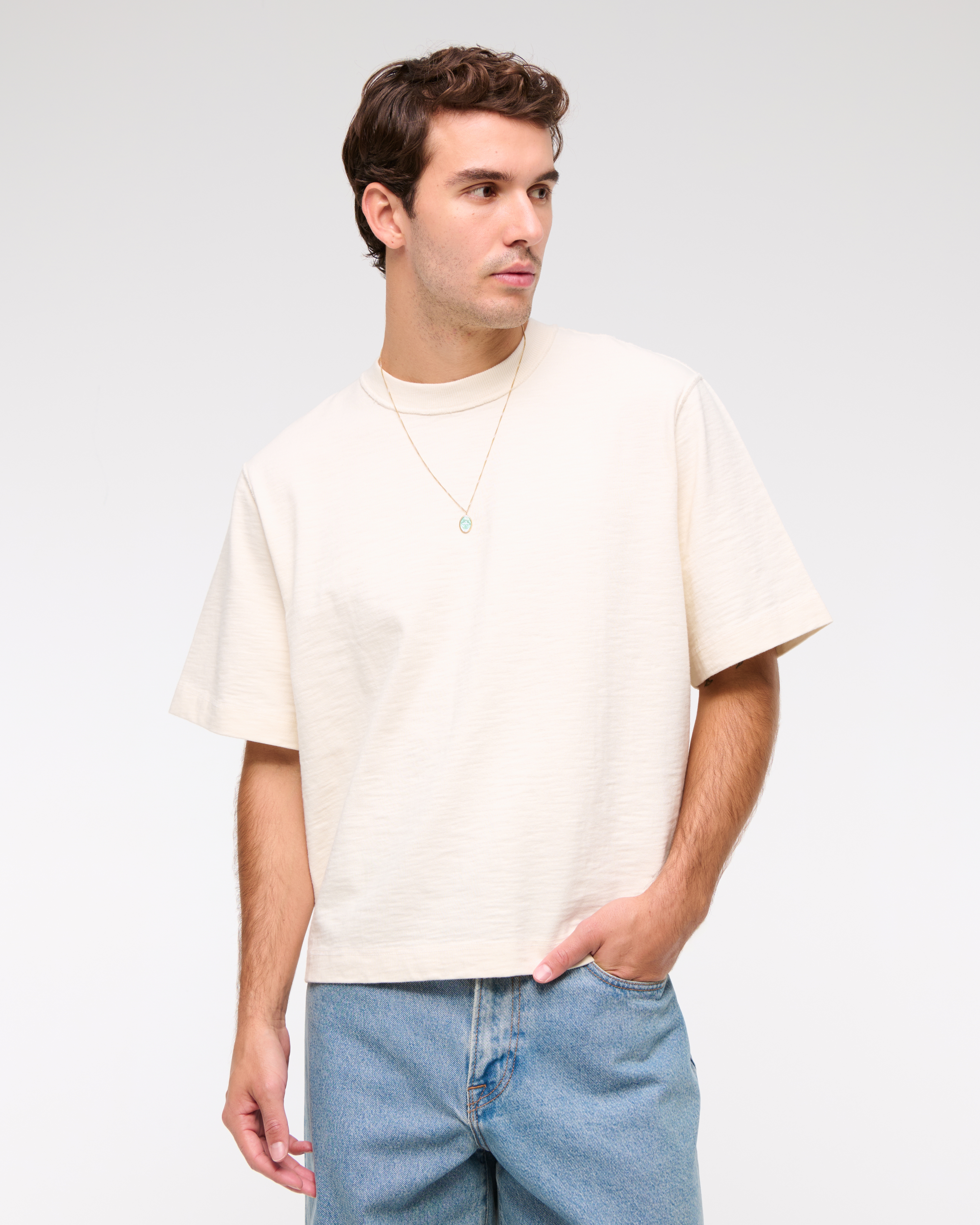 Abercrombie & Fitch Premium Heavyweight Slub Tee In Neutral
