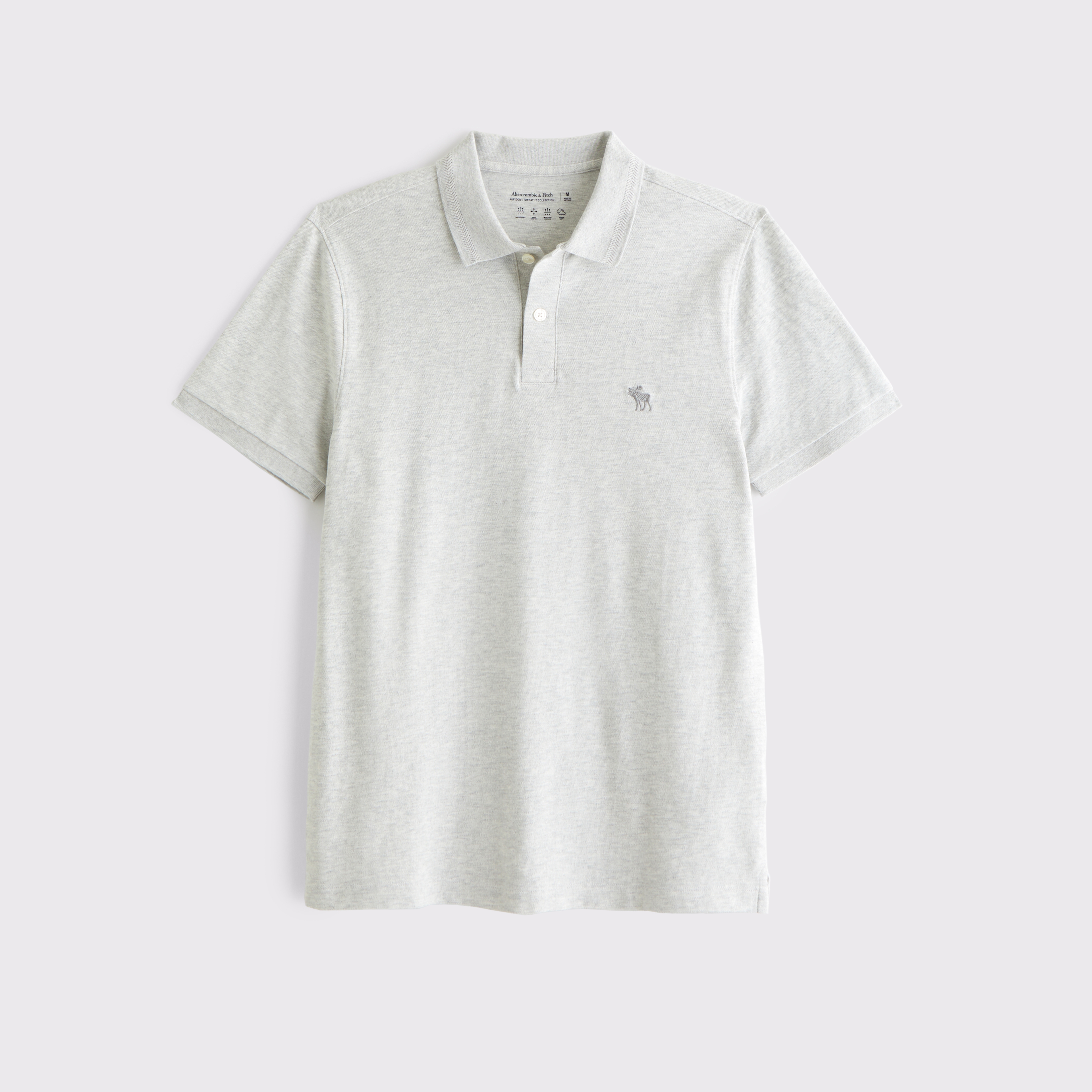 Abercrombie & Fitch Textured Icon Don't Sweat It Polo In Gray