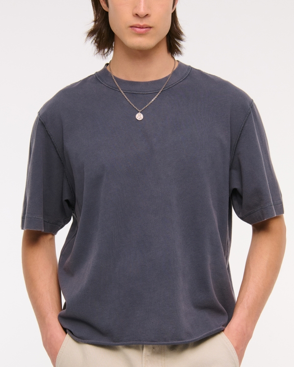 Vintage-Inspired Cropped Tee, Dark Blue-gray view 2