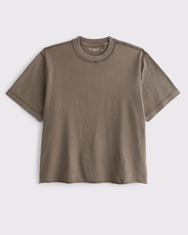 Vintage-Inspired Cropped Tee, Brown view 1