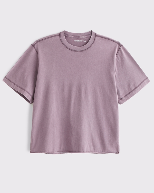 Vintage-Inspired Cropped Tee, Soft Plum view 1